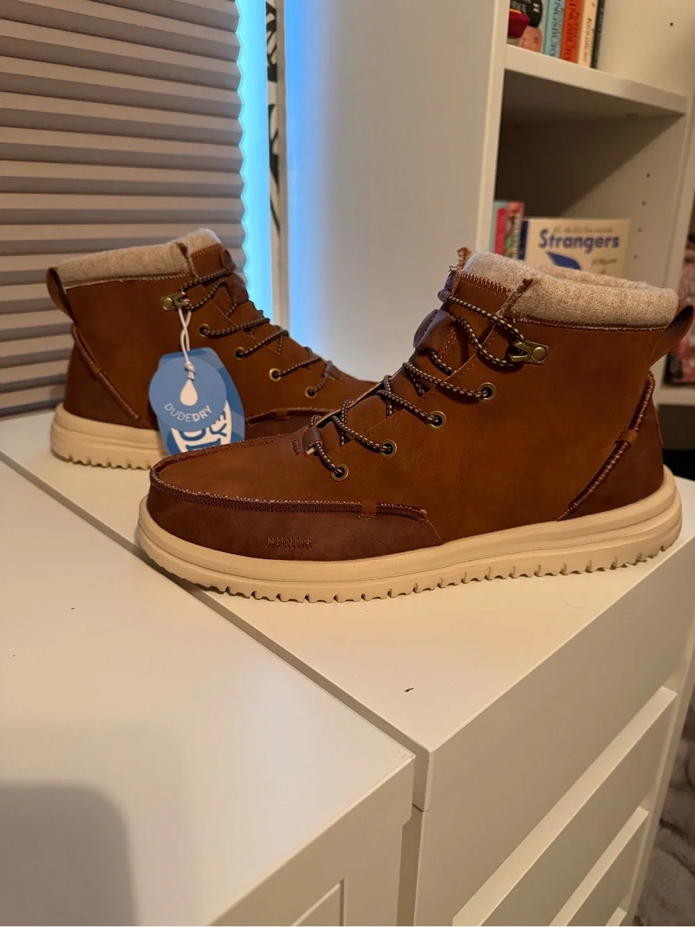 Hey Dude Men's Brown Nubuck Lace-Up Boots with Cream Outsole